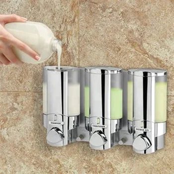 2 in 1 Chamber Wall Mounted Bathroom Shower Pump Dispenser and  Organizer-Holds Shampoo, Soap, Conditioner, Shower Gel