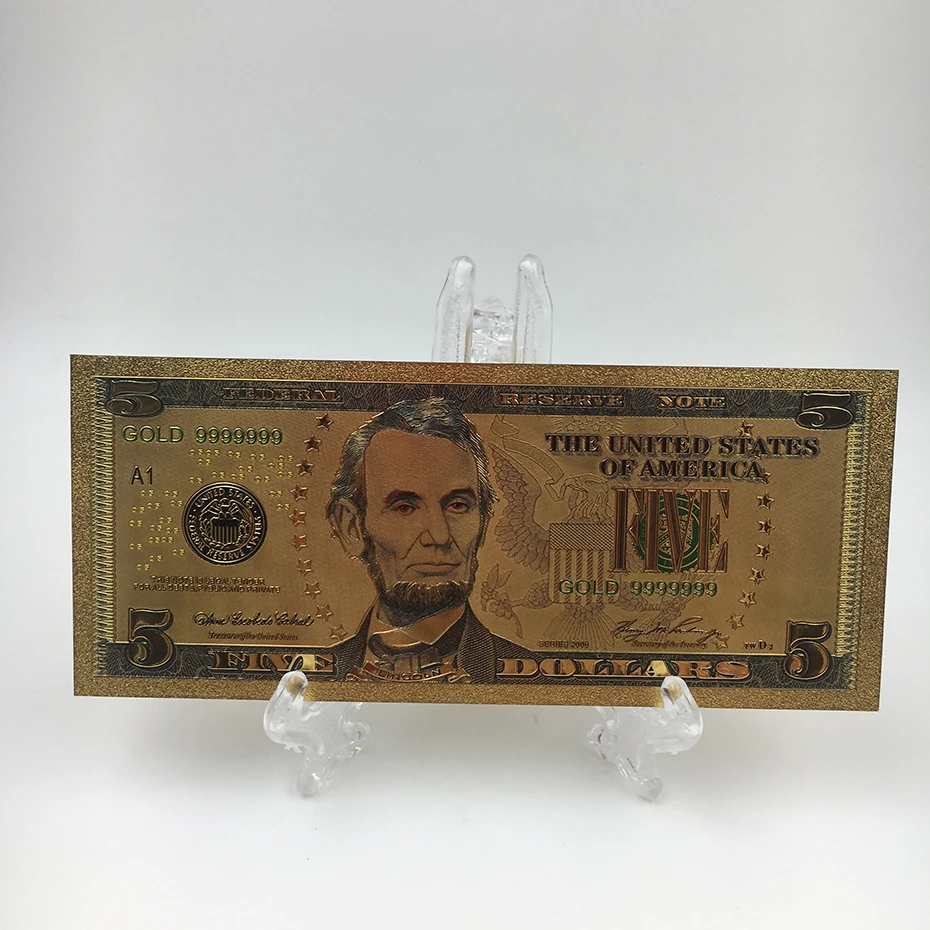 美国 5 美元 24k 金箔钞票纸币纪念收藏