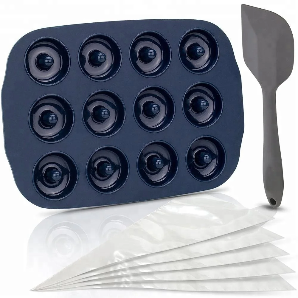Mini Donut Pan Set Combo Kit Of 12 Hole,Nonstick Silicone Doughnut