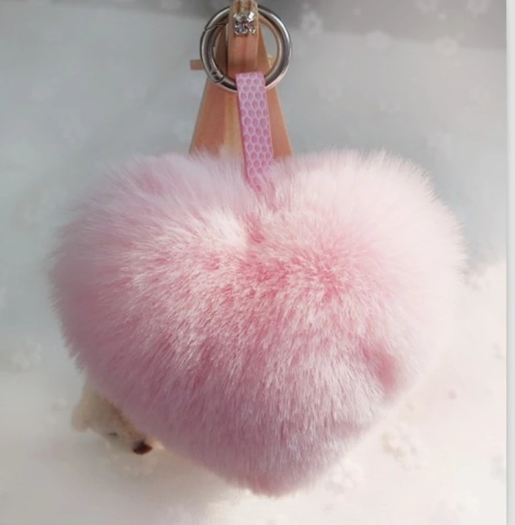 Kathrono, Accessories, Adorable Large Fluffy Fuzzy Heart Pom Pom Keychain  In Pink Or Black