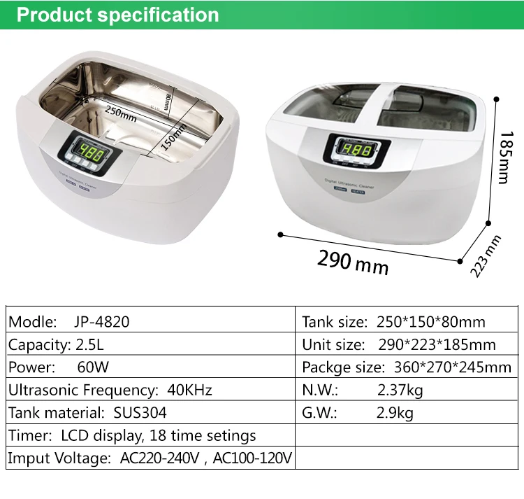 limpiador vegetal de la lavadora del ultrasonido del uso en el hogar de la fabricación JP-4820