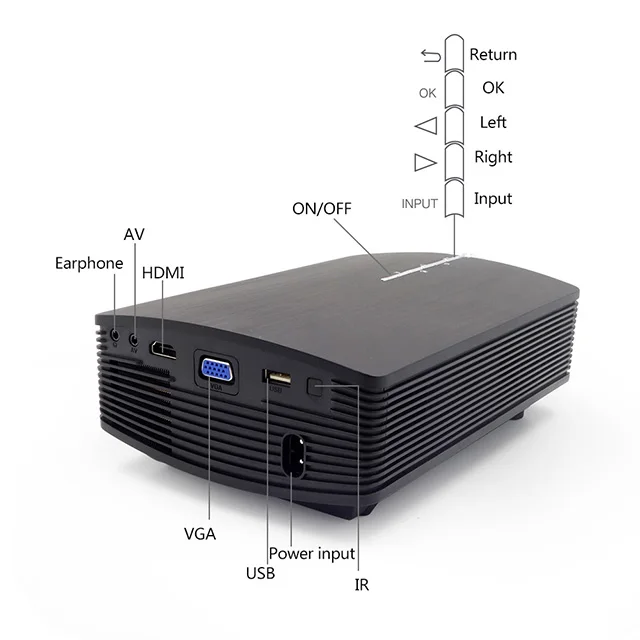 Mini Home Video Portable Projector Screen 1080P 1200 Lumens LED LCD Lamp for Home Theater Cinema Office Movie Projector US Plug