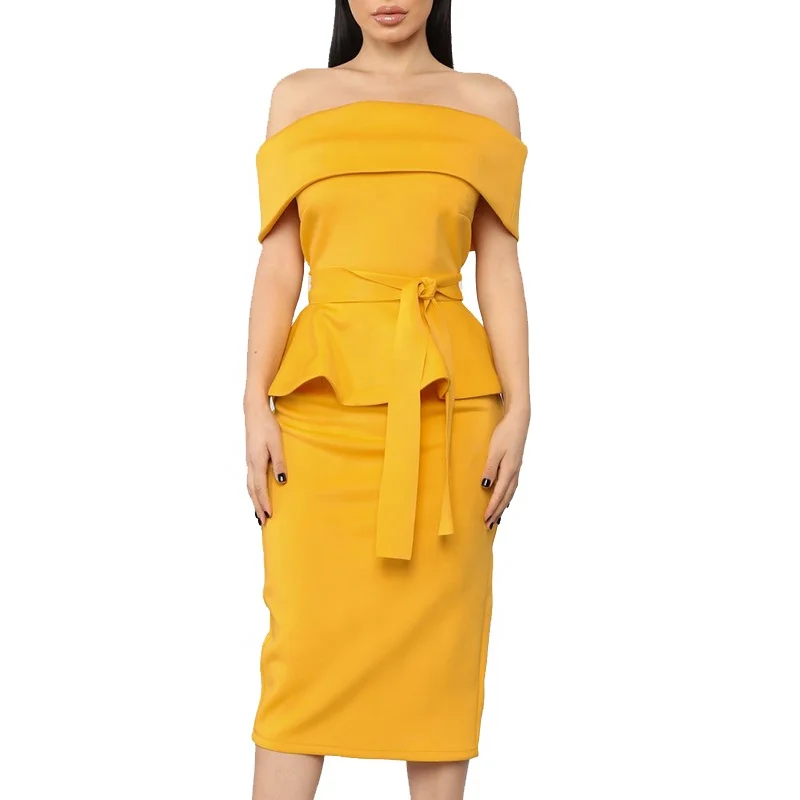 plus size yellow off the shoulder dress