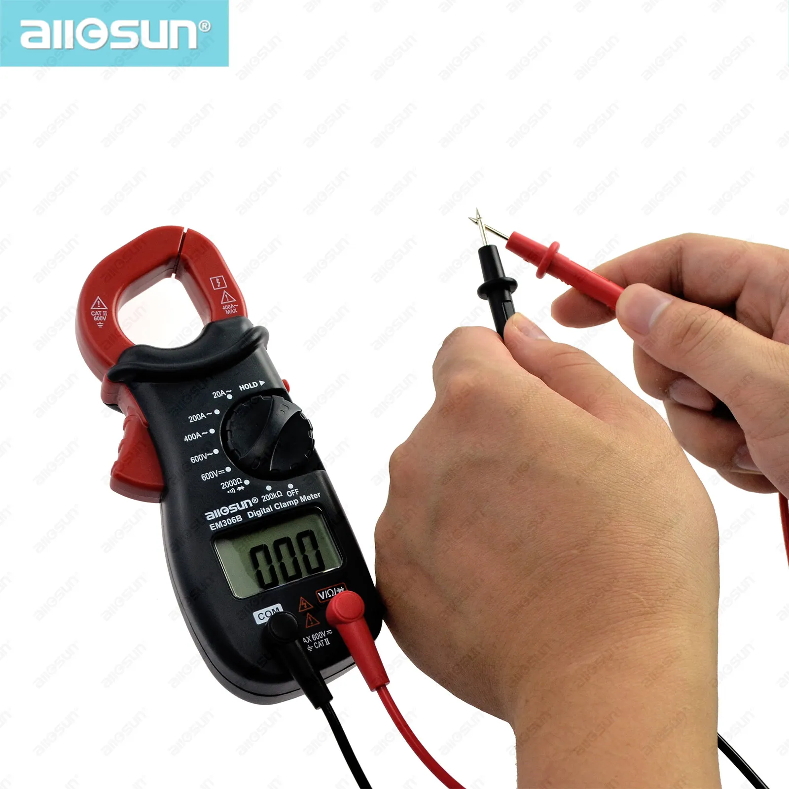 
 Allosun ручной зажим-измеритель цифровой AC DC Volt AC Amp OHM ЖК-дисплей звуковой диод тестер портативный ручной мультиметр-зажим  