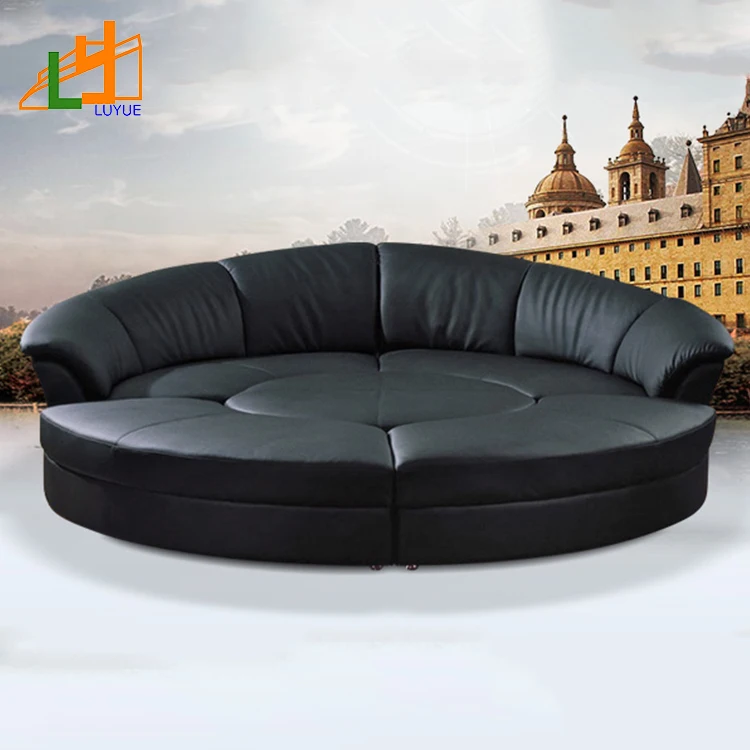 European Style Modern Round Genuine Leather Sofa Set Home Use Comfortable Sectional Couch with Sponge Filling for Apartments