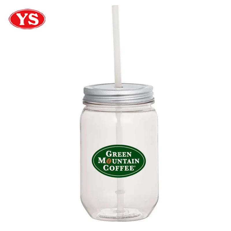 Promotional Clear 32 Oz Bpa Free Plastic Mason Jar With Straw Buy 32