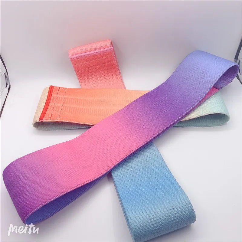 2019 Amazon eBay Hot Selling Gradation Color Hip Resistance Band Custom Printing Fitness Training Bands