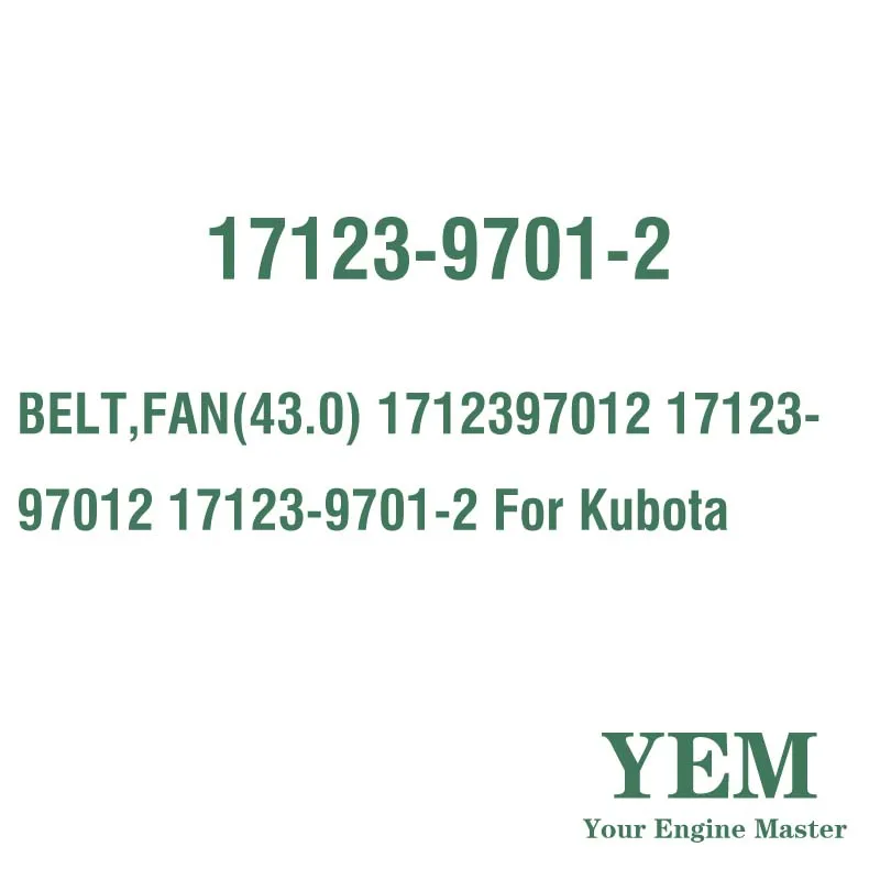 BELT FAN(43.0) 1712397012 17123-97012 17123-9701-2 for Kubota