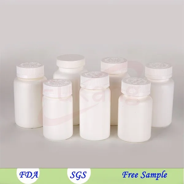60ml Empty Square White HDPE Plastic Pill Bottle Packaging Medicine Capsule Container
