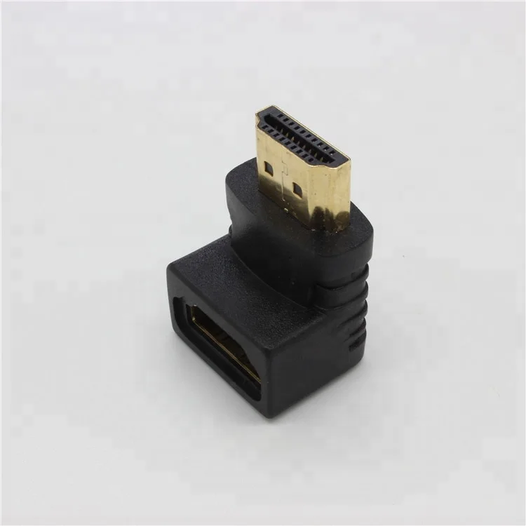Позолоченный правый угол 90 градусов адаптер HDMI штекер-гнездо
