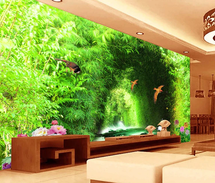 Jungle Wall Paper Home Decoration River Flowing Water 3d Wall Murals Bamboo  Forest Wallpaper - Buy 3d Wallpaper For Home Decoration,Interior Bamboo  Wallpaper,Tv Wall Wallpaper Product on 