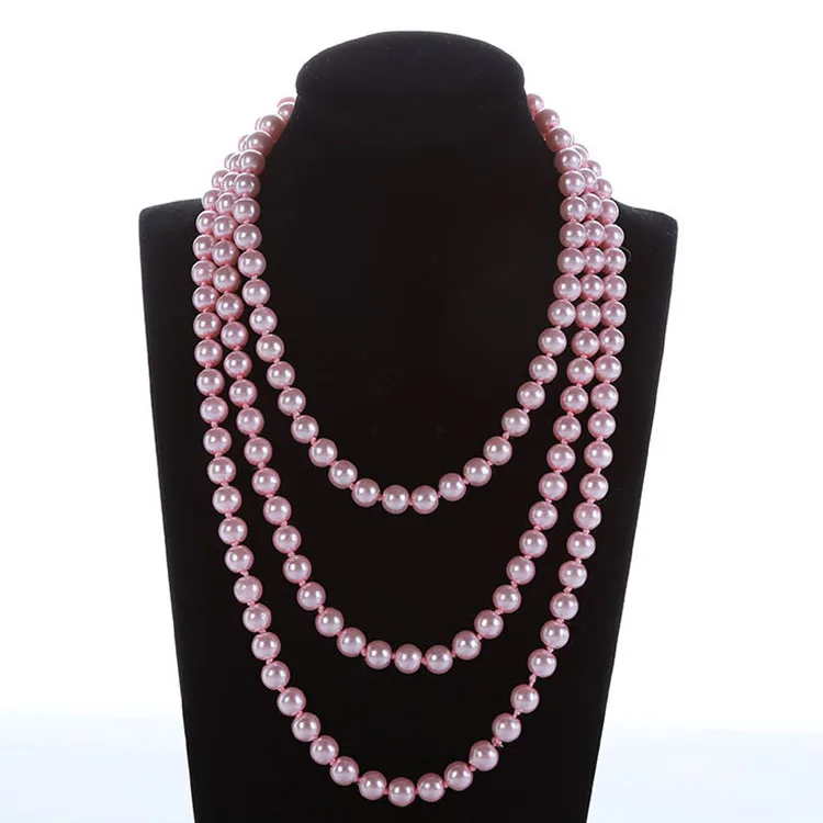 8mm Round 150cm Long Pink Pearl 