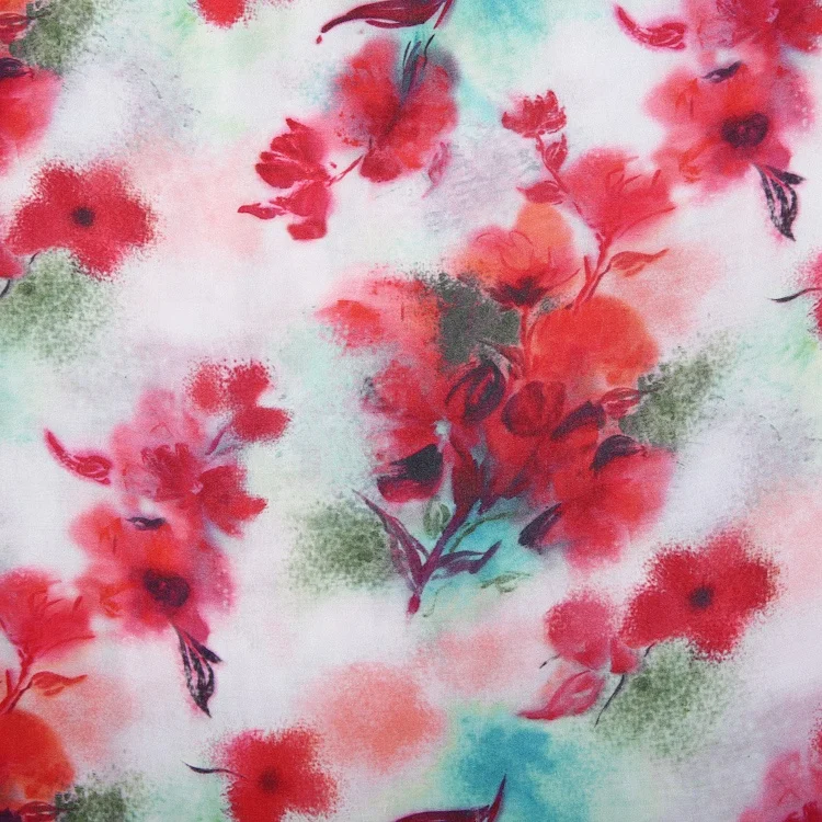 Цветочный дизайн простого стиля сплетенная ткань с цифровым принтом вискоза искусственное волокно для пошива женских платьев