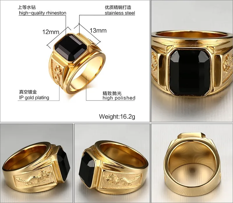Exaggeration Restoring Ancient Ways Finger Ring Stainless Steel Dragon Shaped Gold Printed Finger Ring