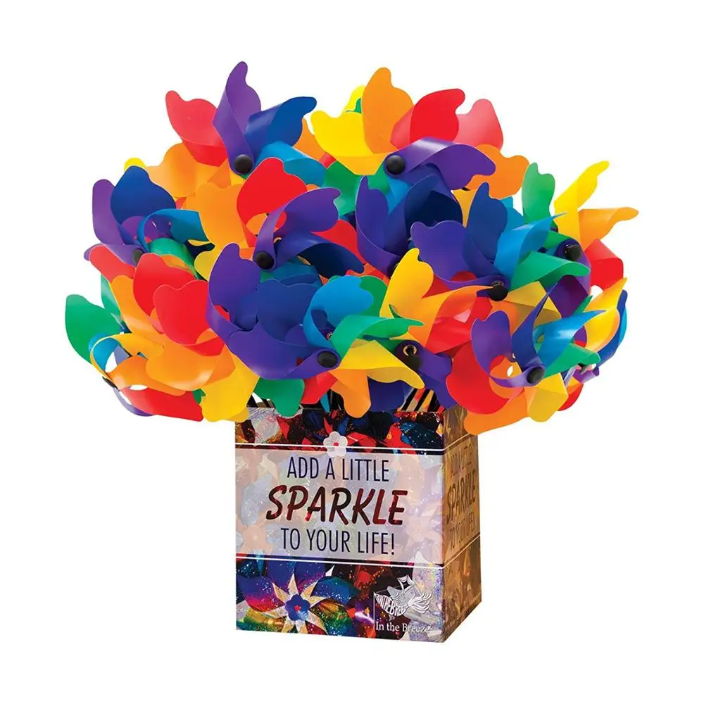 
Цветные радужные лезвия Pinwheels с деревянной палочкой пластиковые pinwheel 