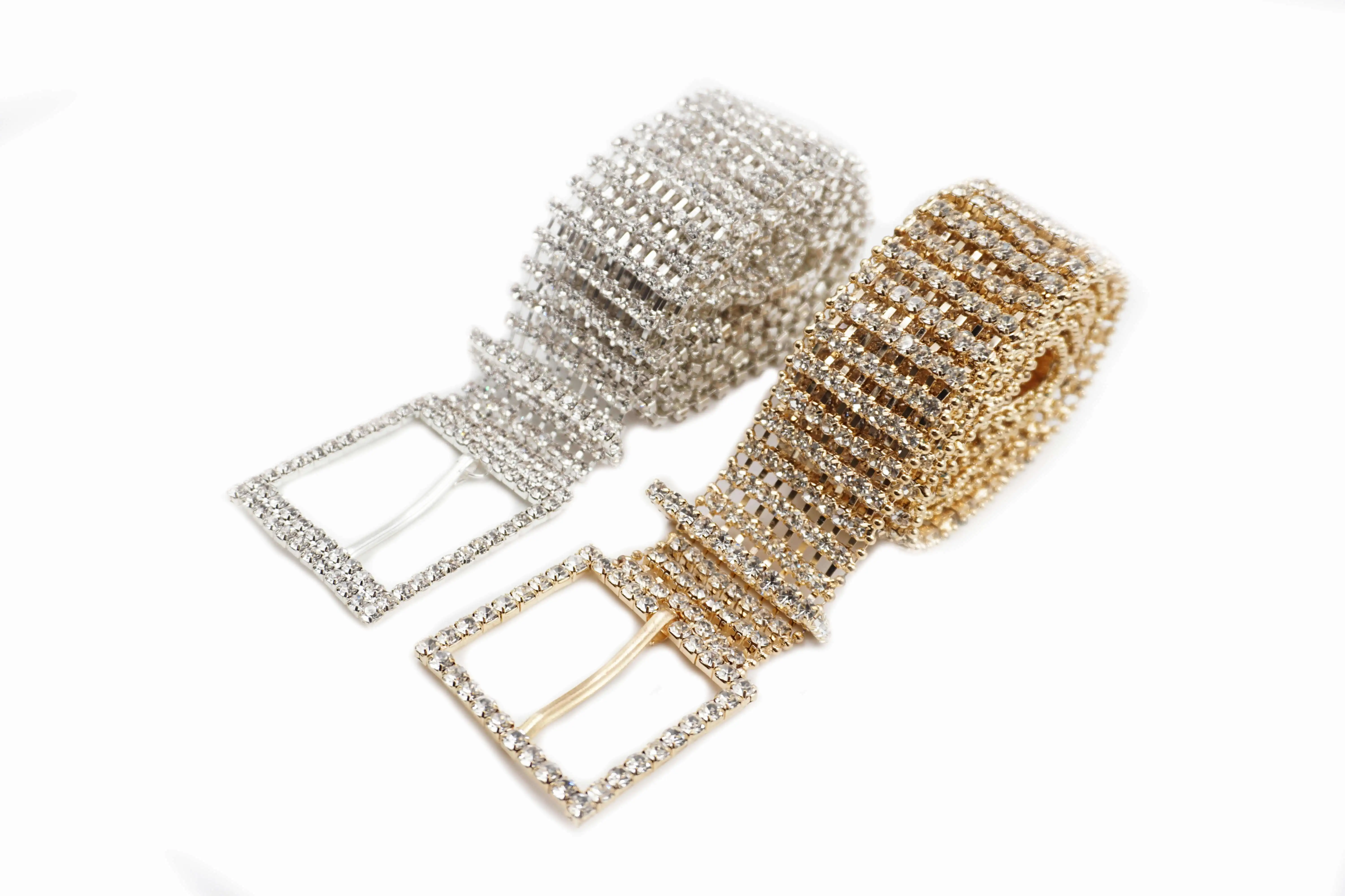 fashion gold waist chain belt  buckles women metal diamond rhinestone belt for dress