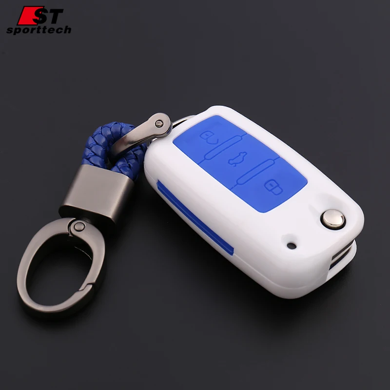 Пластиковый умный чехол для автомобильного ключа с 3 кнопками, двойная защита, силиконовый чехол для автомобильного ключа, индивидуальный чехол для автомобильного ключа для SKODA