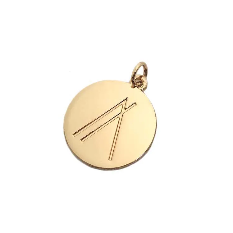 Zinc Alloy Custom Round Shape Gold logo Engraving Letters Charms Jewelry Tags for Bracelet