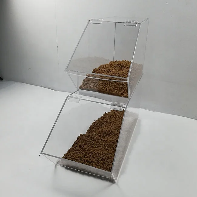 Custom OEM Stackable Transparent Acrylic Candy Dispenser Container Boxes Acrylic Candy Bins with Scoop