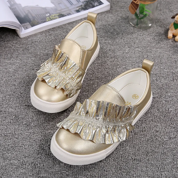 girls gold flat shoes