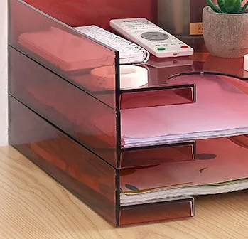 Штабелируемый прозрачный пластиковый настольный офисный Органайзер ZNS00004, лоток для документов с надписью и письмом