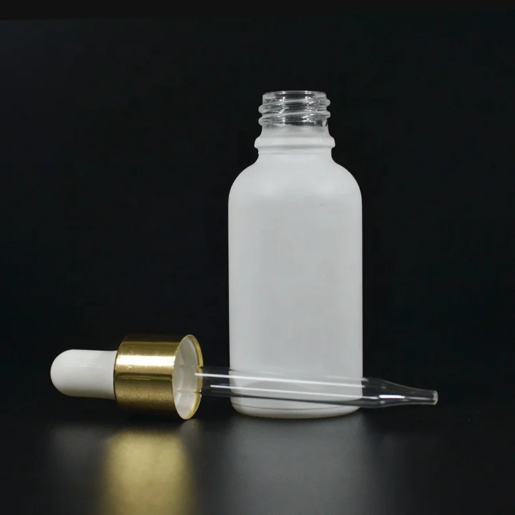 Skin care massage oil 15ml 20ml 30ml 50ml 100ml matte frosted white glass dropper bottle with gold dripper top wholesales