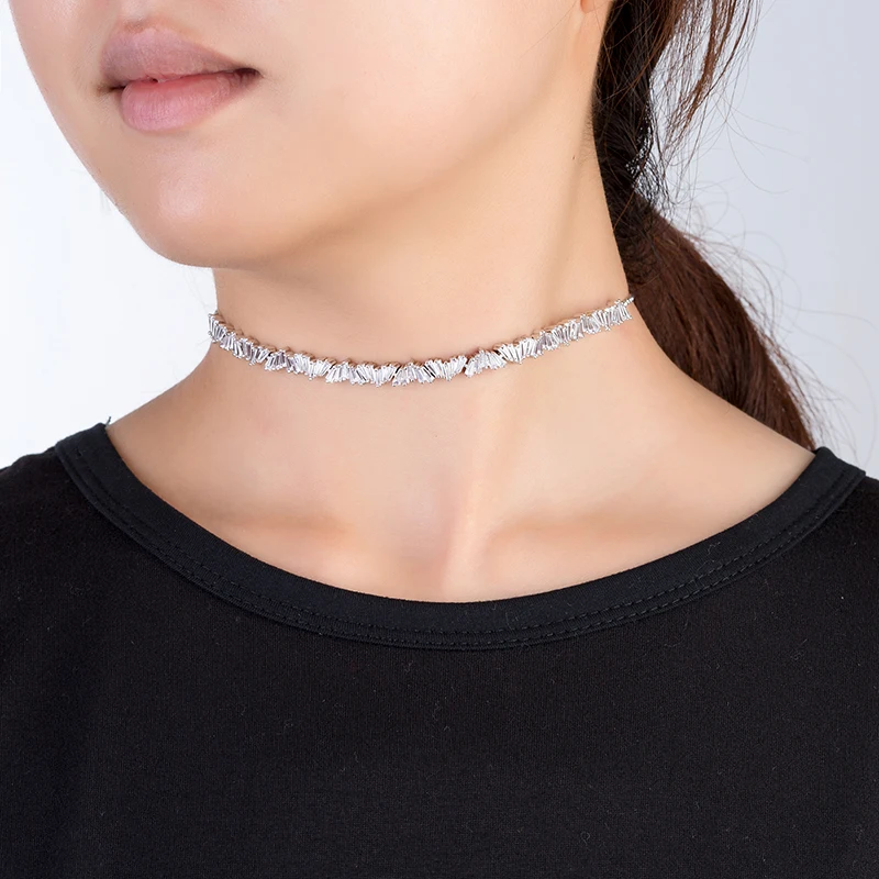 Silver Stacked Diamante Choker Necklace | Yours Clothing