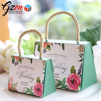 Wholesale custom little small mini size cute green color for wedding paper gift bag