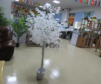 Artificial mini banyan tree bonsai with white leaves
