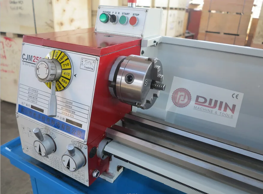 Precision Mini Metal Lathe Cjm250 Manual Bench Lathe Threading Without Change Gear Auto Feed
