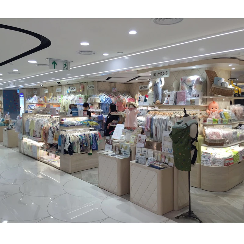 Chinese Factory Design Supply Kids Baby Shoe Clothing Shop High End Fancy  Unique Train Shape Wooden Display Gondola for Sale