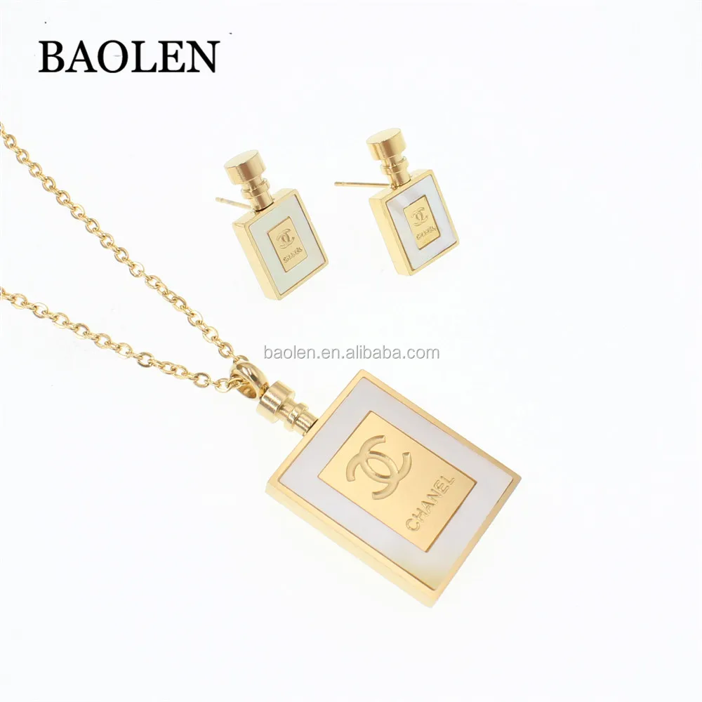 Factory Custom Perfume Bottle Naizhu Brazilian Gold Stainless Steel Jewelry Set