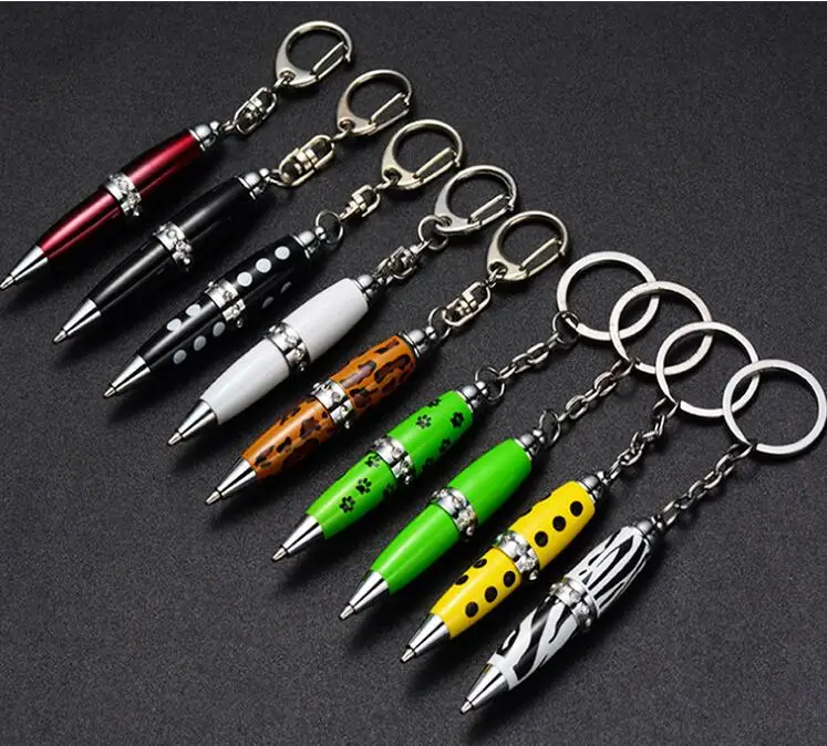 Beautiful Promotion Gift Factory Customized Diamante Mini with Rhinestone Ballpoint Pen Pocket Crystal  Ball Pen with Key Chain