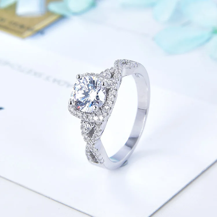 POLIVA High Quality Customized Logo Jewellery Infinity Band Diamond 925 Sterling Silver Marry Me Engagement Ring