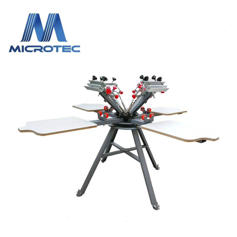 4箇所シルクスクリーン印刷機 本体 4色4ステーションシルクスクリーン印刷マニュアルテキスタイル