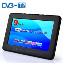 2015 New 9 inch DVB-T2/DVB-T digital and analog mini led HD portable TV all in 1 Support USB record TV program Battery 1800mAh