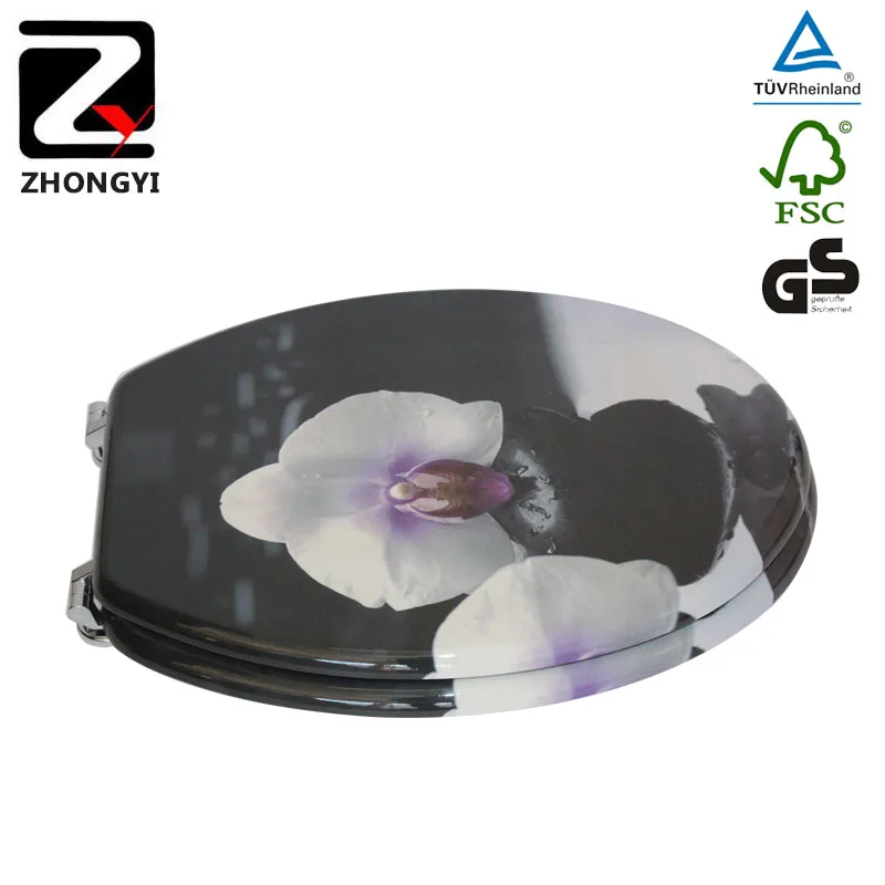 Professional MDF Design Printing Flower Toilet Seat
