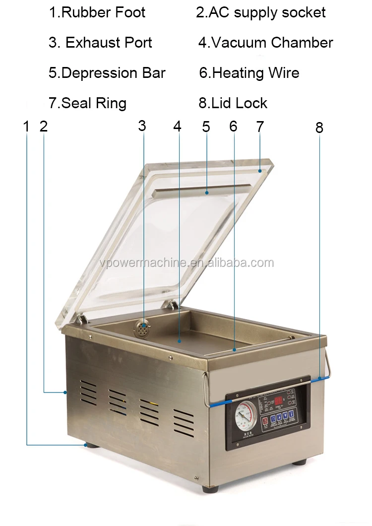 Commercial Food Chamber Vacuum Sealer Semi-vacuum Sealing Packing Machine  370W
