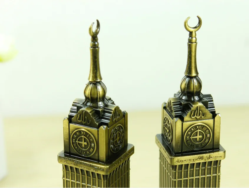 Saudi Arabia Makkah Clock Model and Mecca Royal Clock Tower for Arabic Muslim Ramadan Gift Al-Aqsa Mosque Miniature