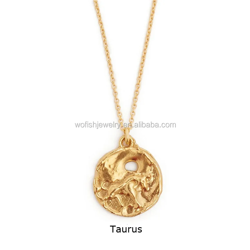 Relief Taurus Zodiac Necklace 