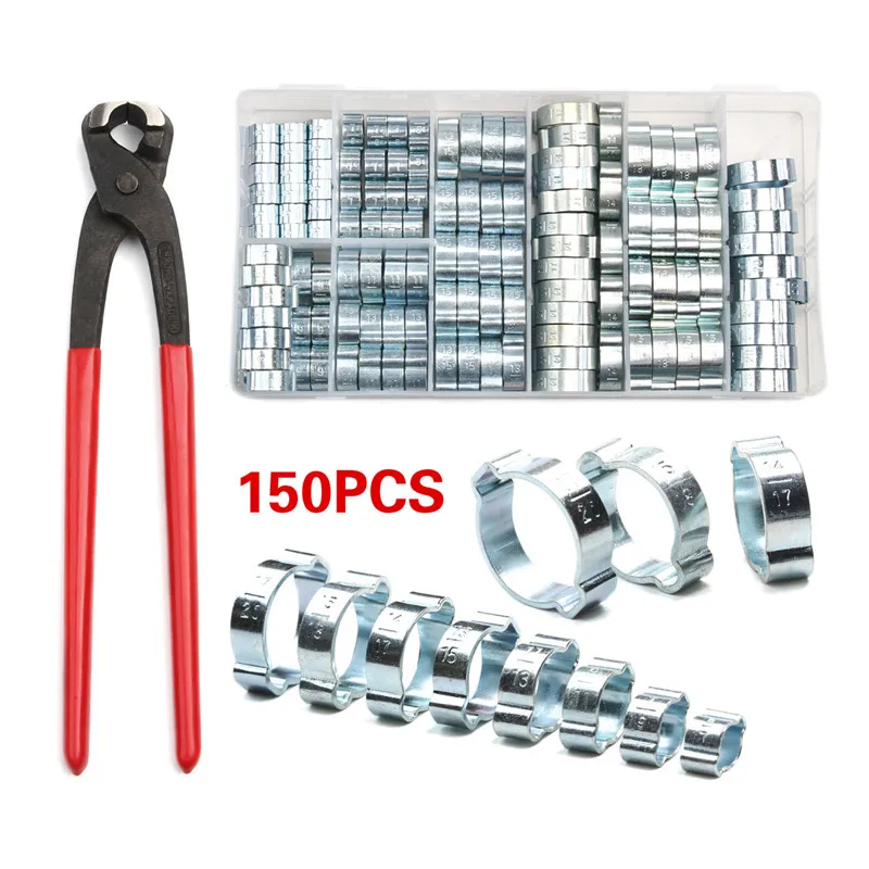 80 Pcs 6 Size Double Ear Clamps O Clips Water Fuel Air Hose Zinc Plated  Steel 