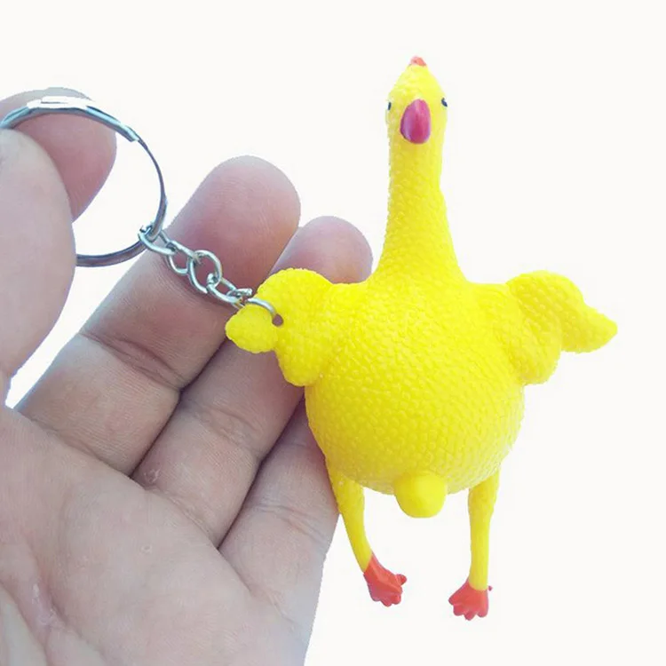 Novelty Gadgets Vent Chicken Whole Egg Laying Hens Crowded Stress Ball Keychain