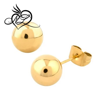 7mm - 316L Stainless Steel Gold Tone Ball Stud Earrings