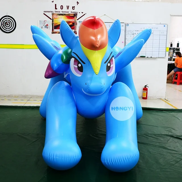 Factory Design Carnival Parade Rainbow Adult Inflatable Bouncing Horse