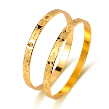 Factory produce custom made brass fashion dubai jewelry set his and hers 22K gold plated couple Indian pair bangles for lovers
