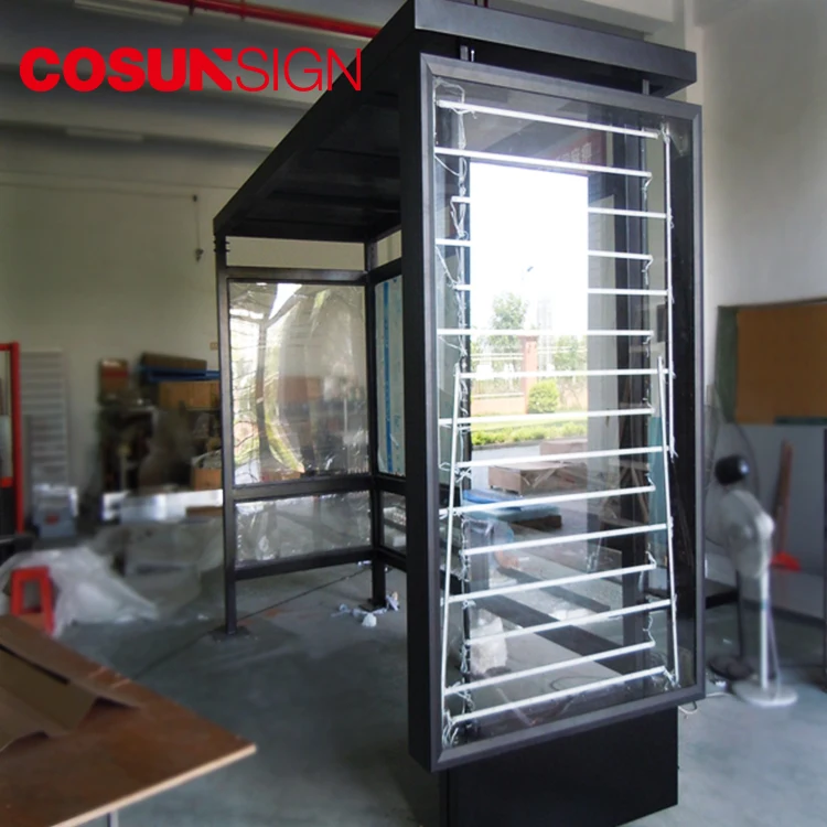 Roadside Advertising Prefabricated Solar Modern Bus Station Shelter Design
