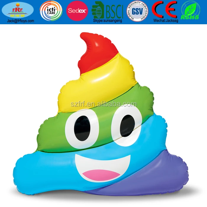 Summer Party Swim Fun Kids PVC Inflatable Emojis Rainbow Poop Pool Float Raft Mattress