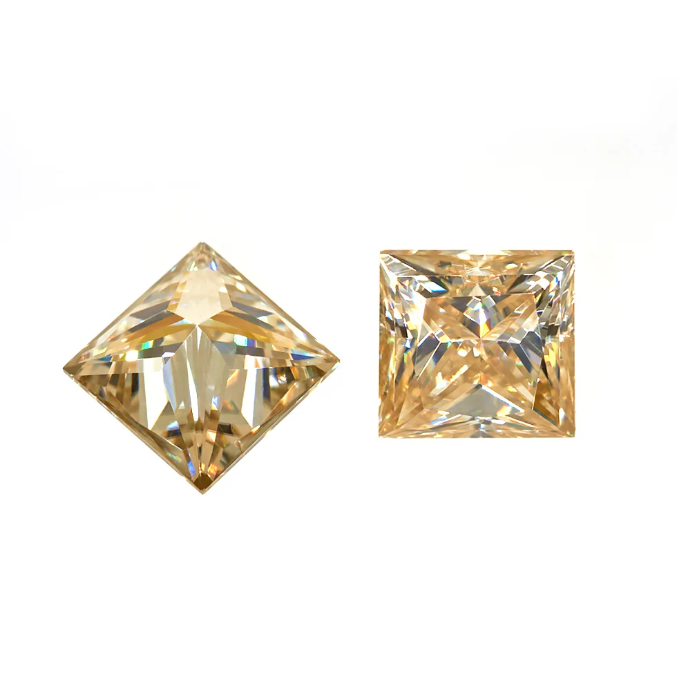 Gemstone Beads GIGAJEWE Yellow  Princess Cut Moissanite Loose   For Jewelry Making