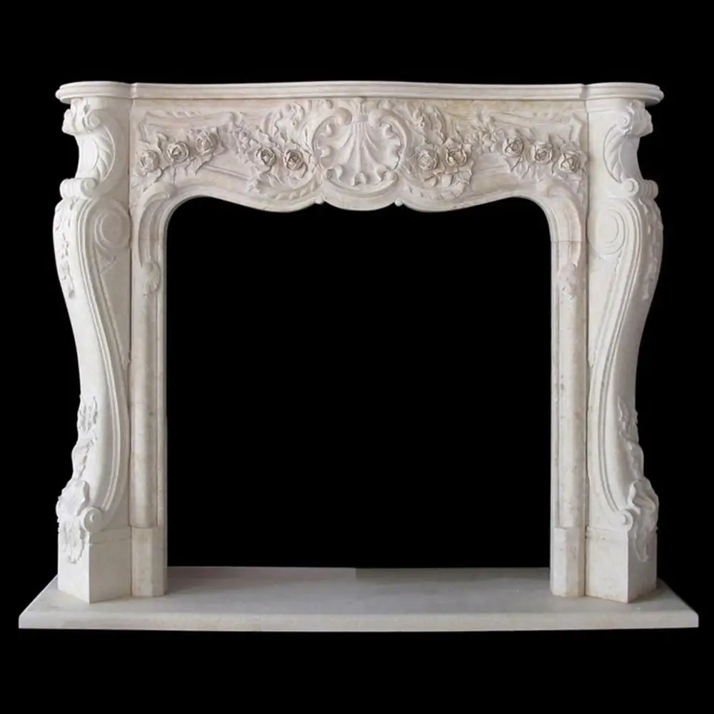 Полка для камина из белого мрамора французского Версаля с резьбой по цвету