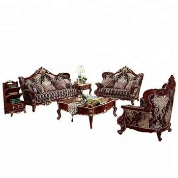 Luxury French Style Golden Living Room Sofa Set Classic Fabric Royal Sofa Sets Palace Living Room Furniture